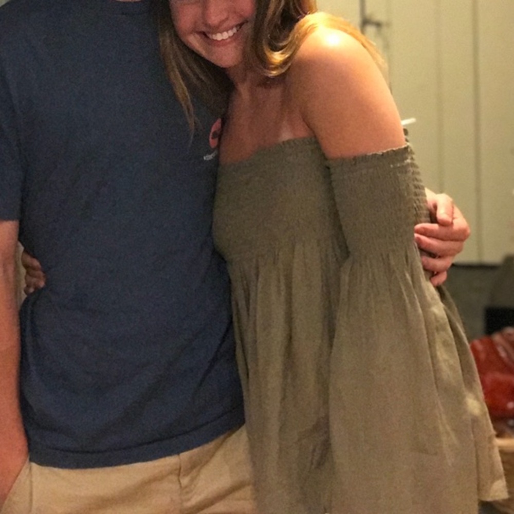 Olive Green Off the Shoulder Shirt